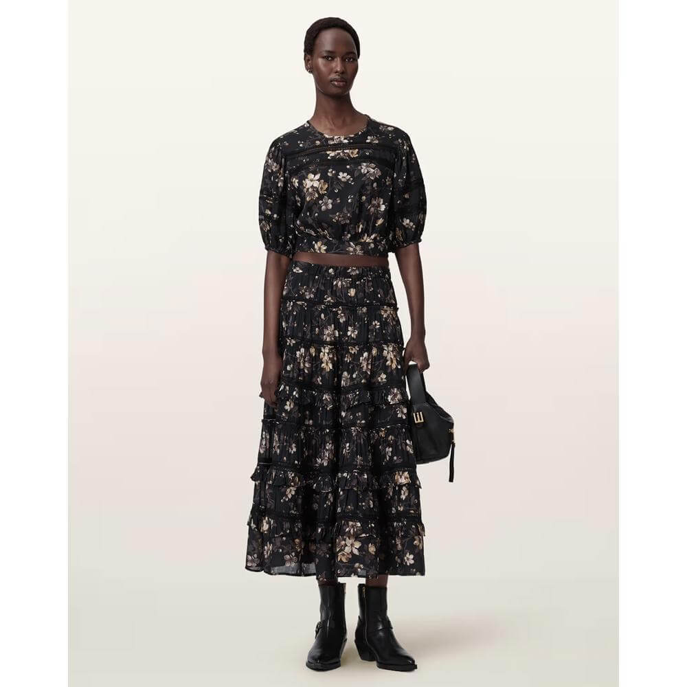 AllSaints Talia Printed Midi Skirt